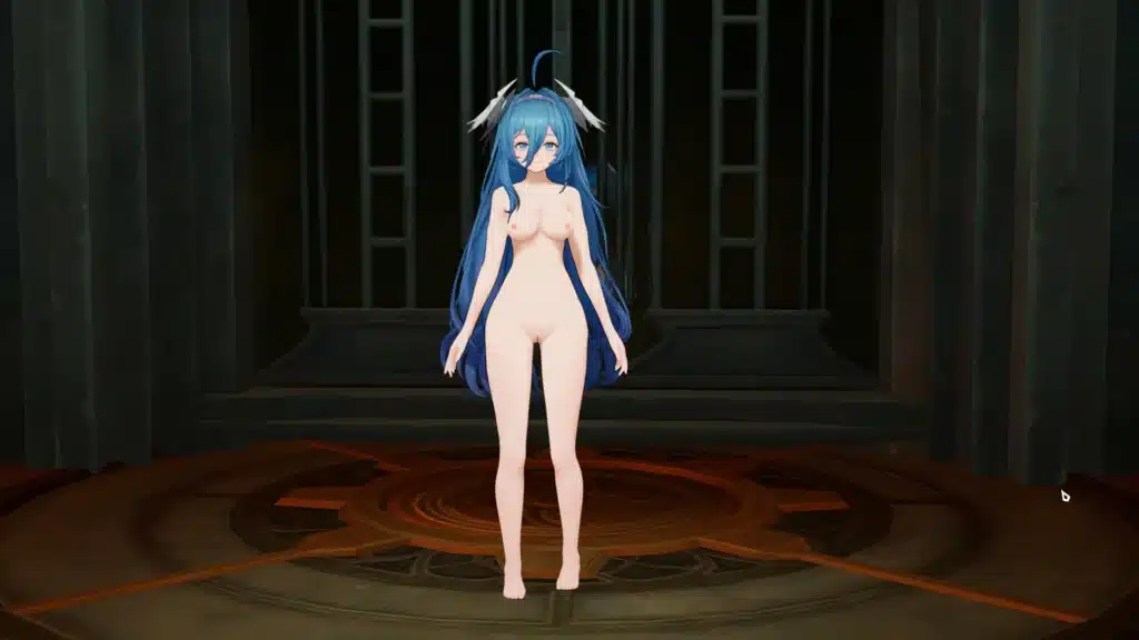 Duet Night Abyss nude mod blue-haired character model