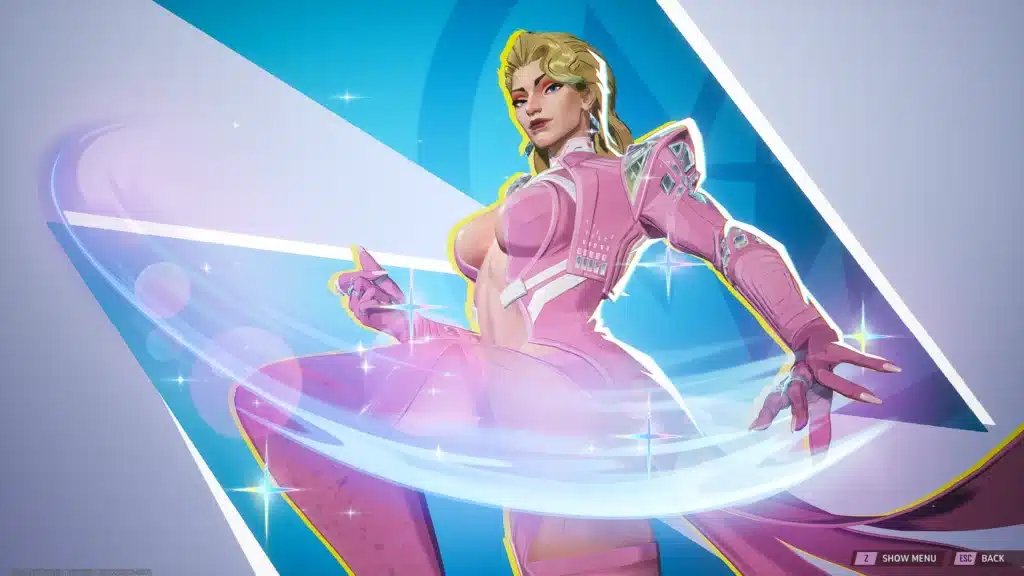 Emma Frost Pink X-Revolution skin mod in Marvel Rivals performing a dynamic combat pose.