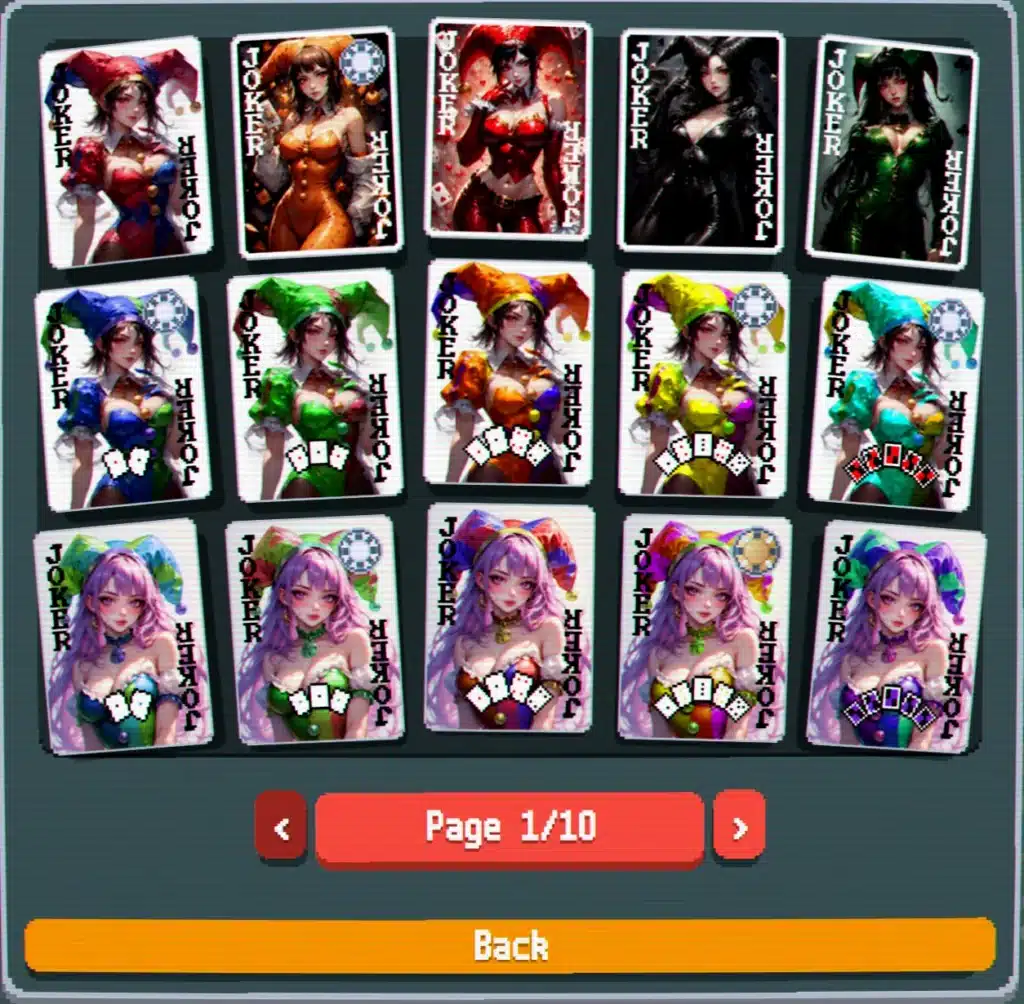 Balatro NSFW Waifu Joker cards with multiple color variants