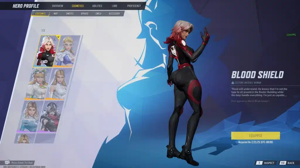 Invisible Woman blood shield thicc NSFW mod rear view in cosmetics menu