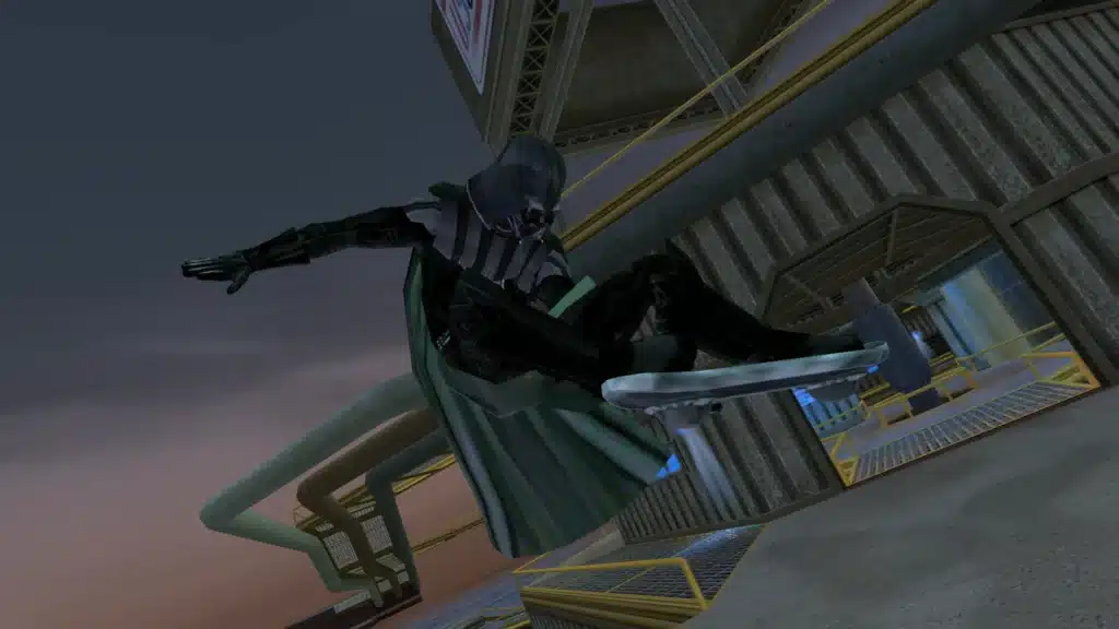 Darth Vader doing an air trick on a skateboard in Tony Hawk’s American Wasteland reTHAWed mod.
