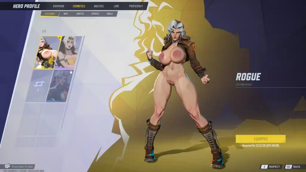 Marvel Rivals NSFW UI Collection Rogue cosmetics screen