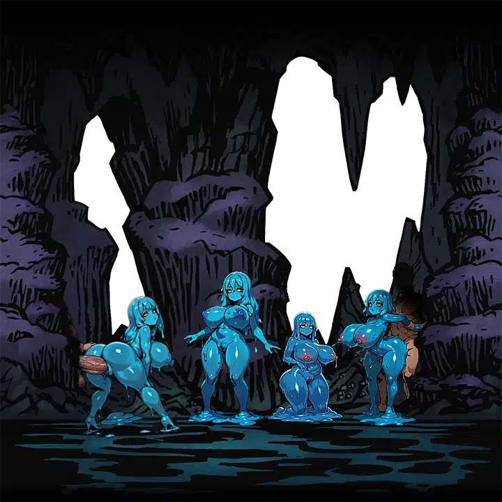 Darkest Dungeon NSFW Cove background showing erotic slime-like sea creatures in a cavern