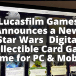 Header image featuring Star Wars-themed digital card game interface with text announcing the new Lucasfilm Games collectible card game for PC and mobile.