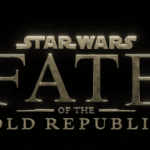 Star Wars Fate of the Old Republic logo reveal featuring gold title text on a black background.