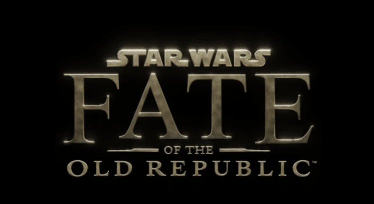 Star Wars Fate of the Old Republic logo reveal featuring gold title text on a black background.