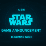 Holographic Star Wars teaser image announcing an upcoming game reveal.