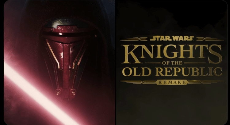 Star Wars Knights of the Old Republic Remake logo with a Sith mask and red lightsaber glow