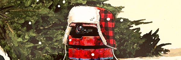 B2-EMO wearing a winter hat in the Lucasfilm 2025 Star Wars Christmas card holiday artwork