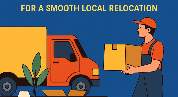 Illustration of Miami movers loading boxes into a moving truck for a local relocation