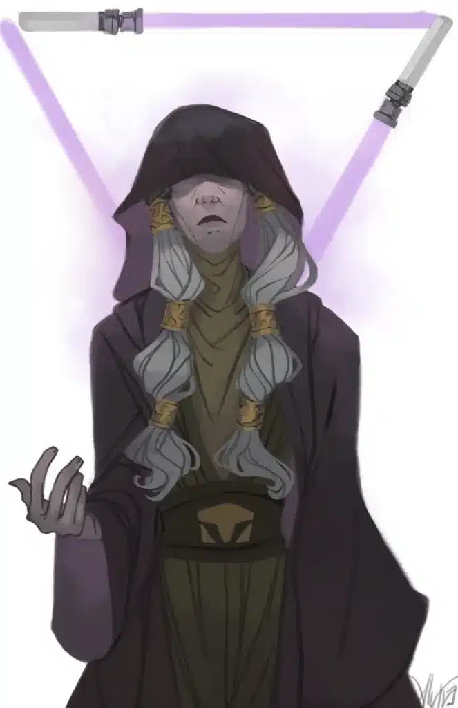 Stylized Kreia artwork used as a visual for a KOTOR II reskin mod article