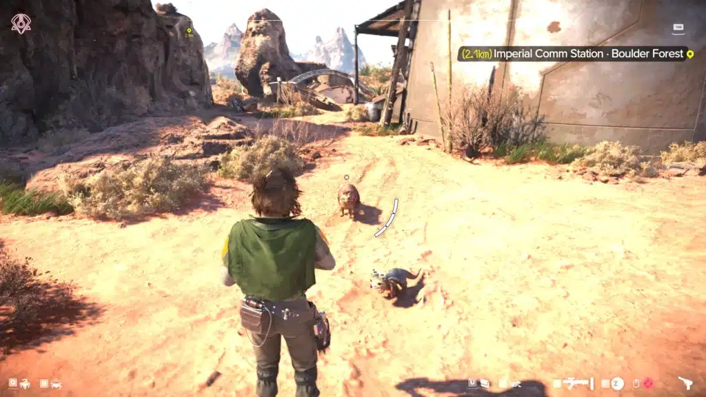 Star Wars Outlaws gameplay screenshot showing neutral wildlife near the player character