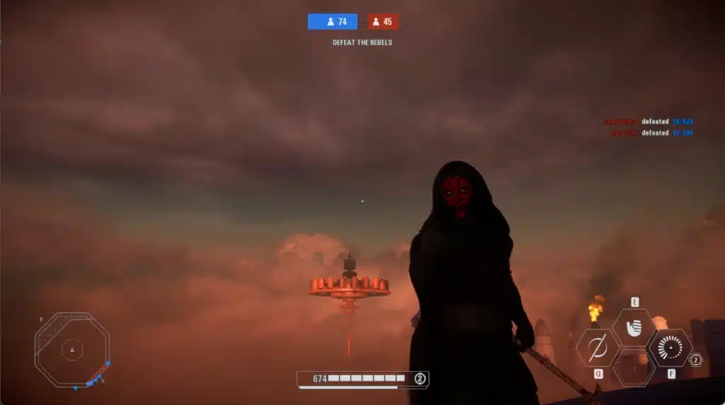 Darth Maul wearing Kylo Ren’s suit and cape in Battlefront II (2017)