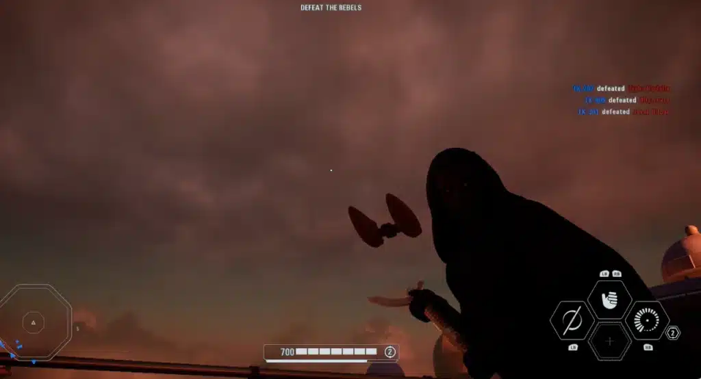 Cloaked Darth Maul holding a red lightsaber in Battlefront II (2017) mod screenshot