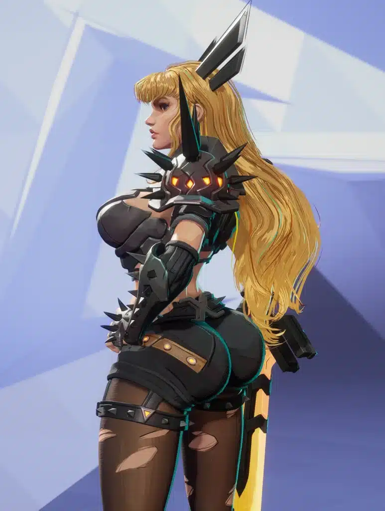 Side angle render of Magik showing curvier body mesh replacement in Marvel Rivals