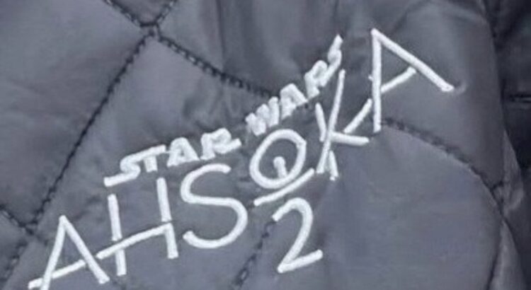 Close-up of the Ahsoka Season 2 logo stitched onto a jacket, revealing the updated Star Wars series branding