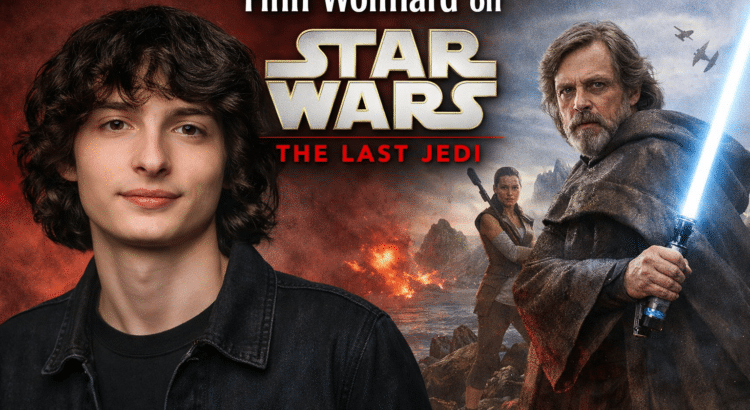 Finn Wolfhard alongside imagery from Star Wars The Last Jedi, reflecting his comments on the film’s creative risks