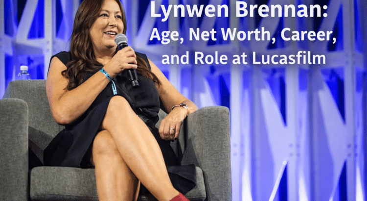 Lynwen Brennan speaking on stage during a public appearance, highlighting her career and leadership role at Lucasfilm.