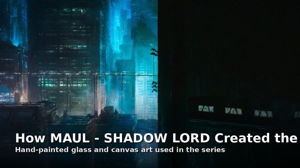 The city of Janix in MAUL - SHADOW LORD created using hand-painted glass and canvas artwork