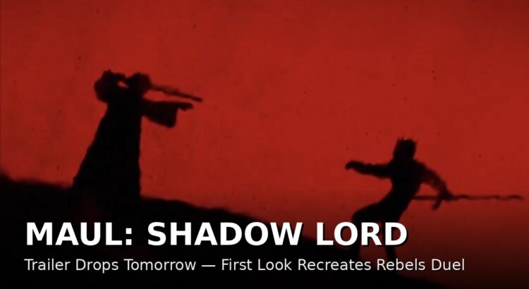 Silhouette duel on red background with headline MAUL: SHADOW LORD trailer drops tomorrow