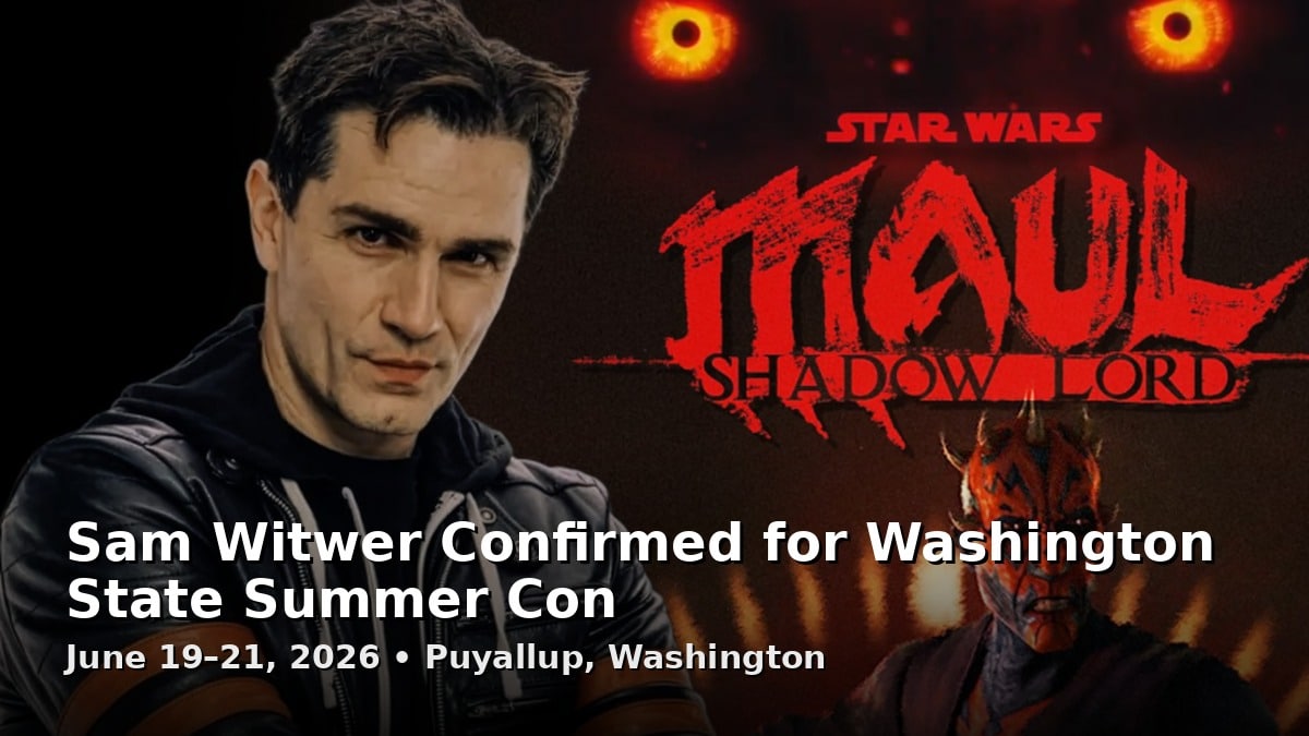 Sam Witwer guest announcement image for Washington State Summer Con June 19–21 2026