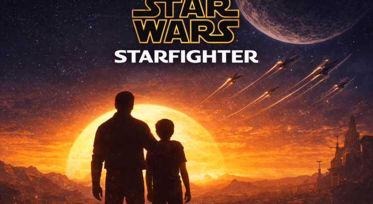 Illustration representing the father-son relationship at the heart of Star Wars: Starfighter