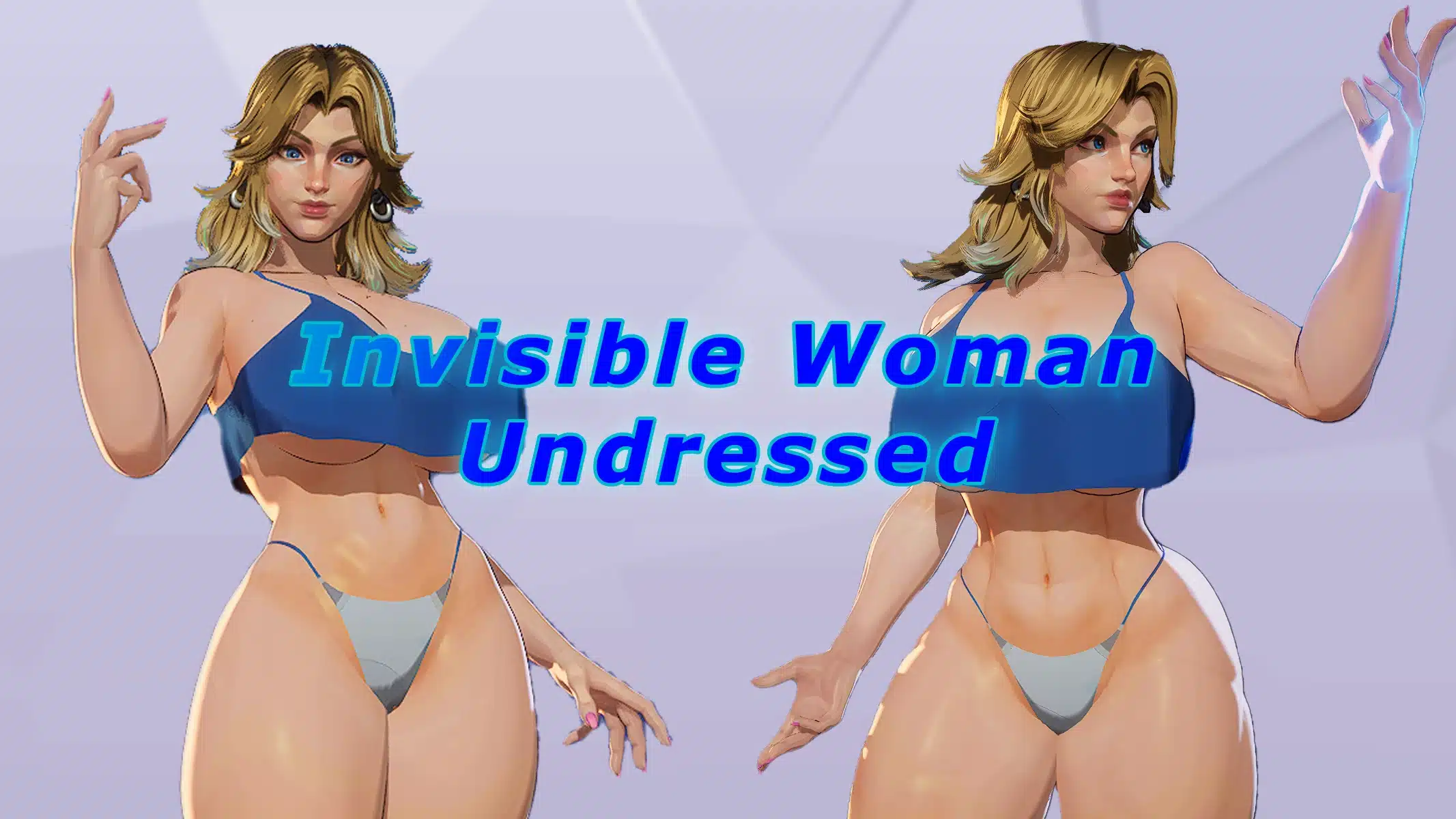 Marvel Rivals Invisible Woman Undressed NSFW mod front view comparison thick and muscular versions