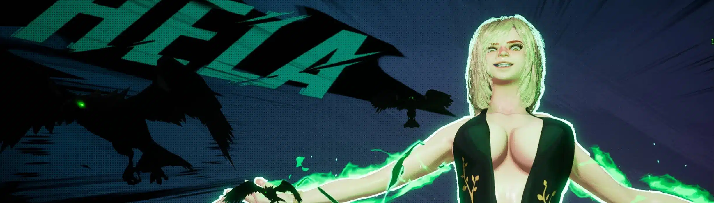 NSFW Marika Eternal mod for Marvel Rivals showing Hela with glowing green energy and ravens in the background