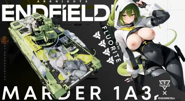 War Thunder Marder 1A3 nude camouflage mod with anime NSFW skin and Endfield-themed vehicle wrap
