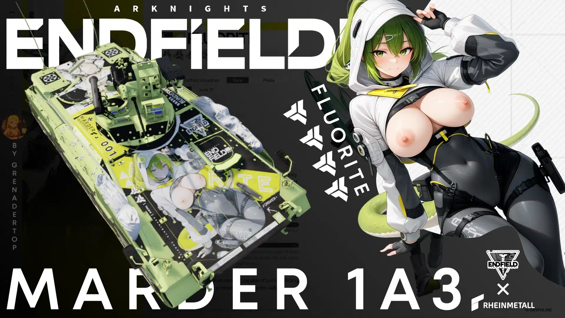 War Thunder Marder 1A3 nude camouflage mod with anime NSFW skin and Endfield-themed vehicle wrap