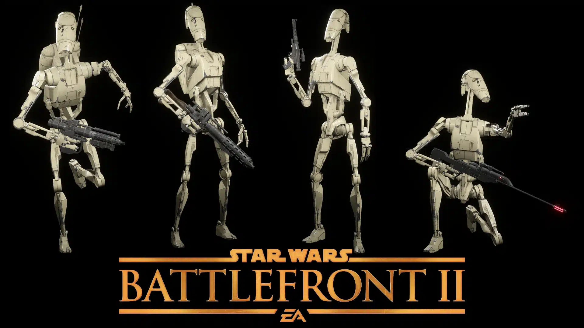 Star Wars Battlefront II Battle Droid Overhaul mod showcasing multiple upgraded B1 battle droid models