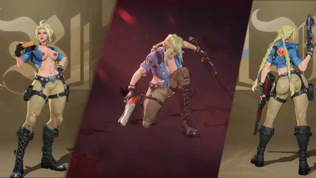 Marvel Rivals Elsa Bloodstone NSFW mod variants showing front, action and back views