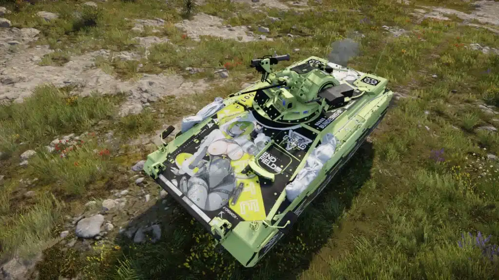 Marder 1A3 with nude camouflage mod parked in War Thunder battlefield environment