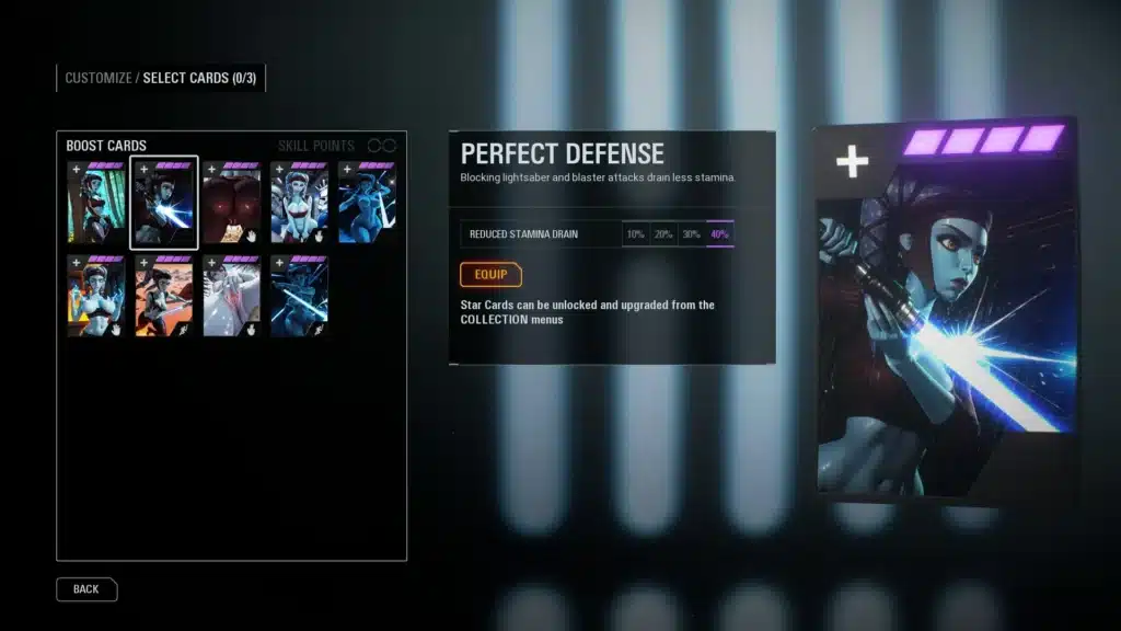 Perfect Defense star card with custom Aayla Secura artwork in Star Wars Battlefront II mod