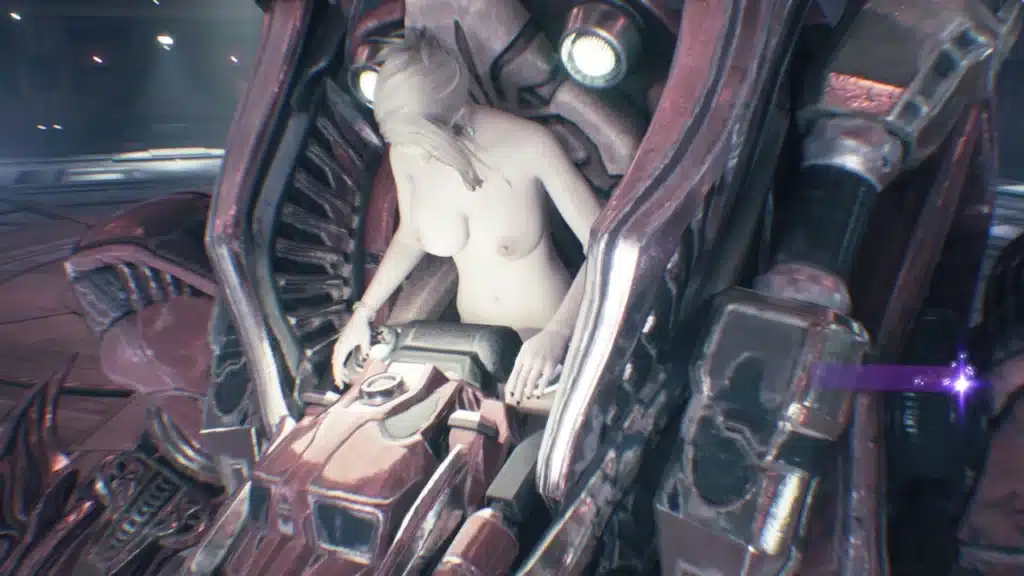 Scarlet nude mod gameplay scene inside mech in Final Fantasy VII Rebirth PC mod