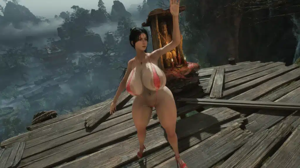 Wuchang Fallen Feathers Slingkini mod character pose scenic background