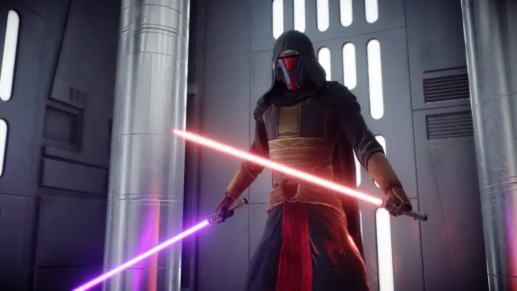 Revan dual lightsaber skin red and purple blades in Battlefront II mod