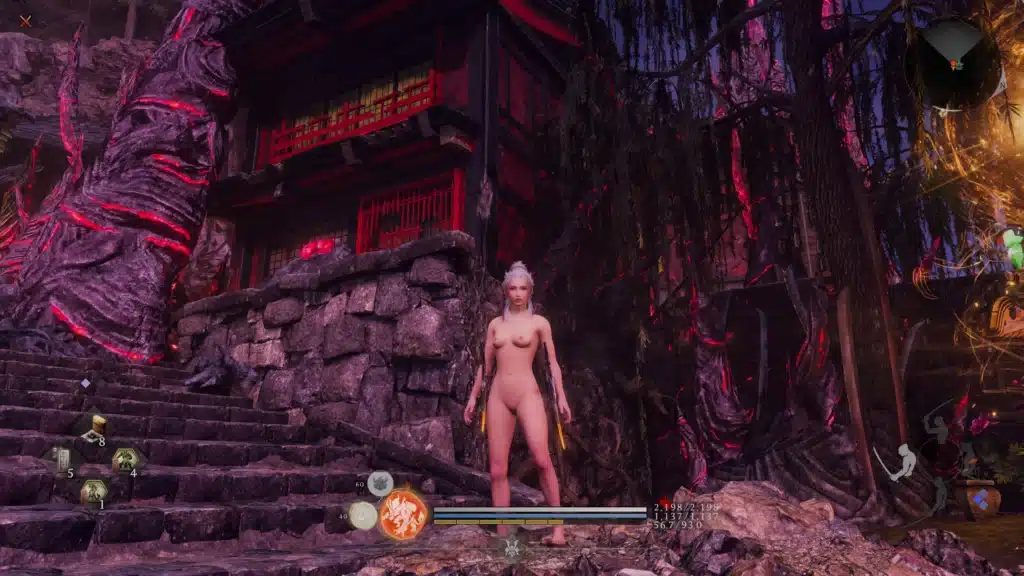 Nioh 3 nude mod female protagonist front view in detailed environment