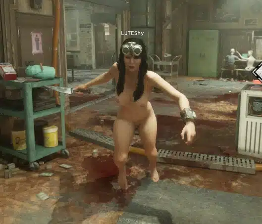 Female reagent nude mod gameplay scene inside The Outlast Trials facility