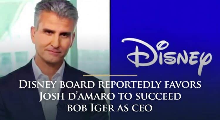 Josh D’Amaro alongside Disney branding in editorial banner about reports he may succeed Bob Iger as CEO