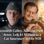 Kenneth Colley as Admiral Piett contrasted with a warm portrait holding a cat