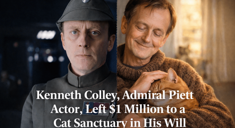 Kenneth Colley as Admiral Piett contrasted with a warm portrait holding a cat