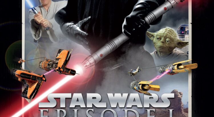 Darth Maul with double-bladed lightsaber on The Phantom Menace 3D movie poster