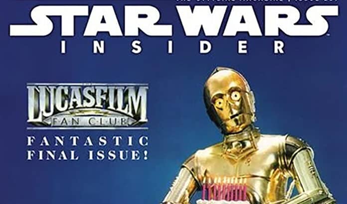 Star Wars Insider issue 237 final edition cover featuring C-3PO and Lucasfilm Fan Club tribute artwork