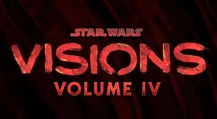 Star Wars Visions Volume 4 logo announcement banner with red cinematic background
