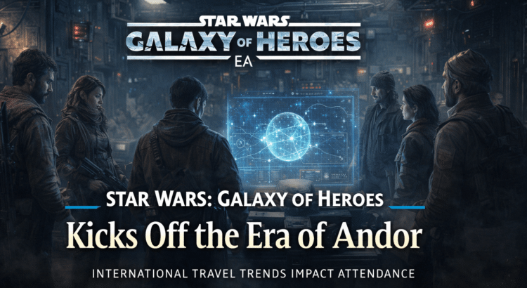 Star Wars Galaxy of Heroes banner showing Era of Andor themed rebel command center scene