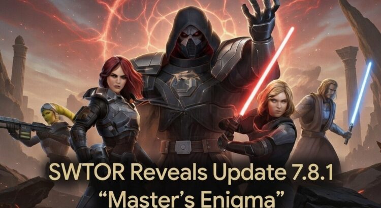 SWTOR Master’s Enigma Update 7.8.1 cinematic artwork featuring Sith and Jedi characters