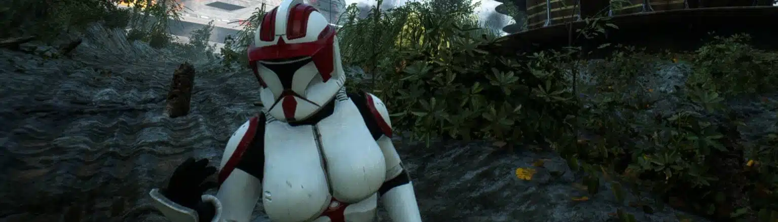 Female clone trooper model in Star Wars Battlefront II (2017) using the Female Clones mod