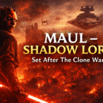 Maul Shadow Lord set after The Clone Wars cinematic header image with burning Mandalore