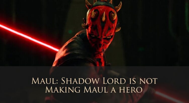 Darth Maul with a red lightsaber in a dark scene used as header image for an article about Maul: Shadow Lord not turning Maul into a hero